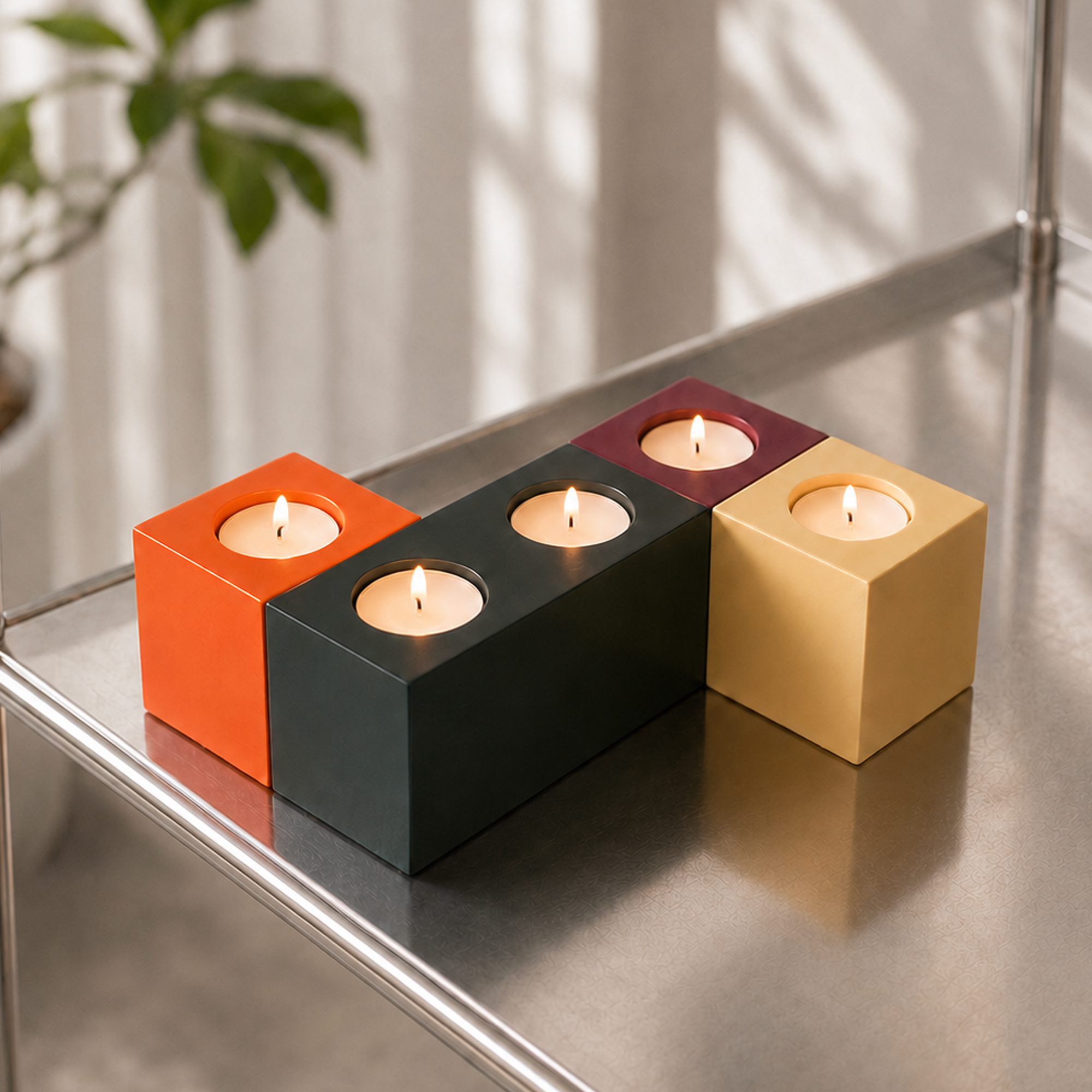 AUTUMN PACK OF 4 CANDLE HOLDERS HF