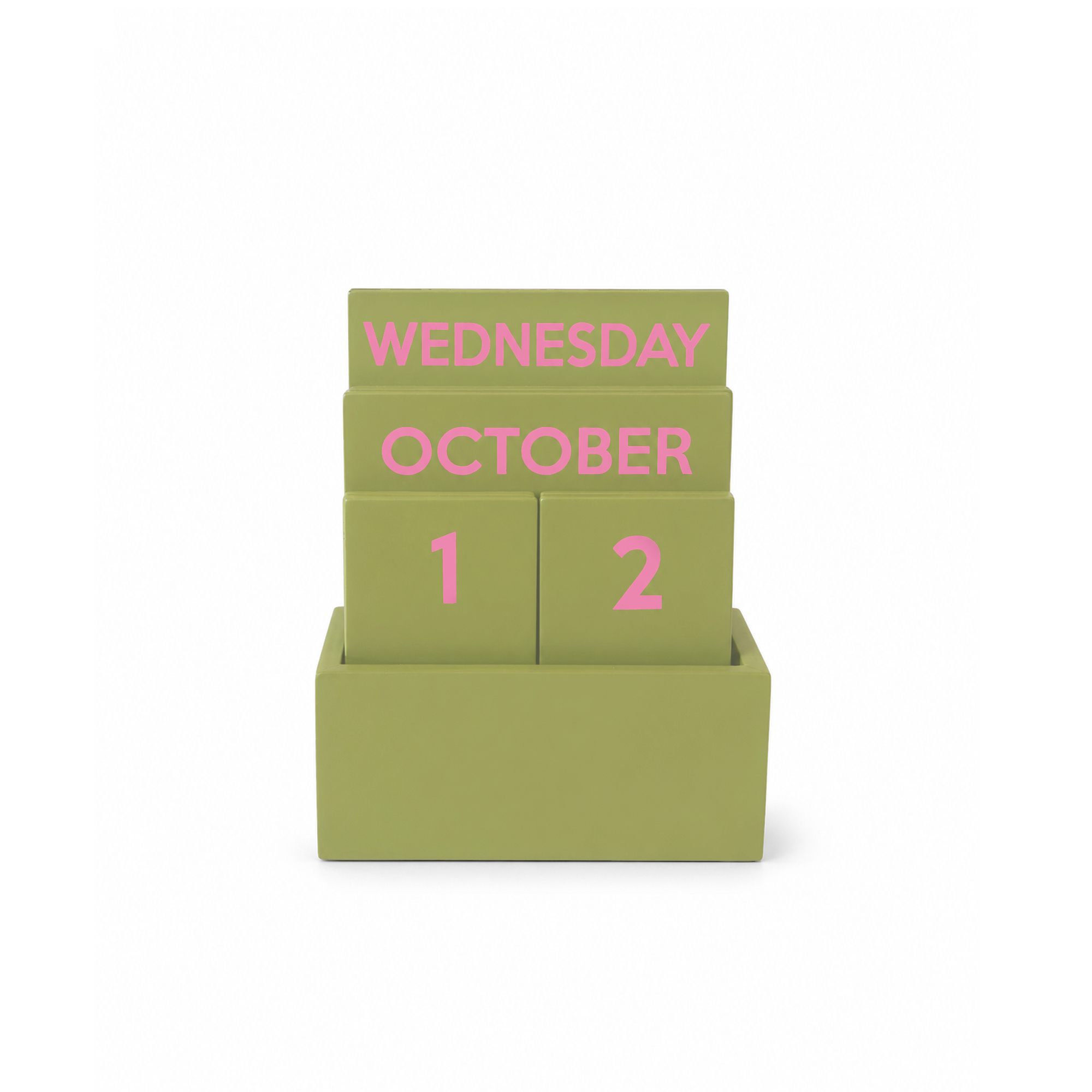 CALENDARIO PEQUEÑO DE MADERA VERDE OLIVA HF