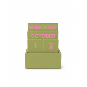 CALENDARIO PEQUEÑO DE MADERA VERDE OLIVA HF