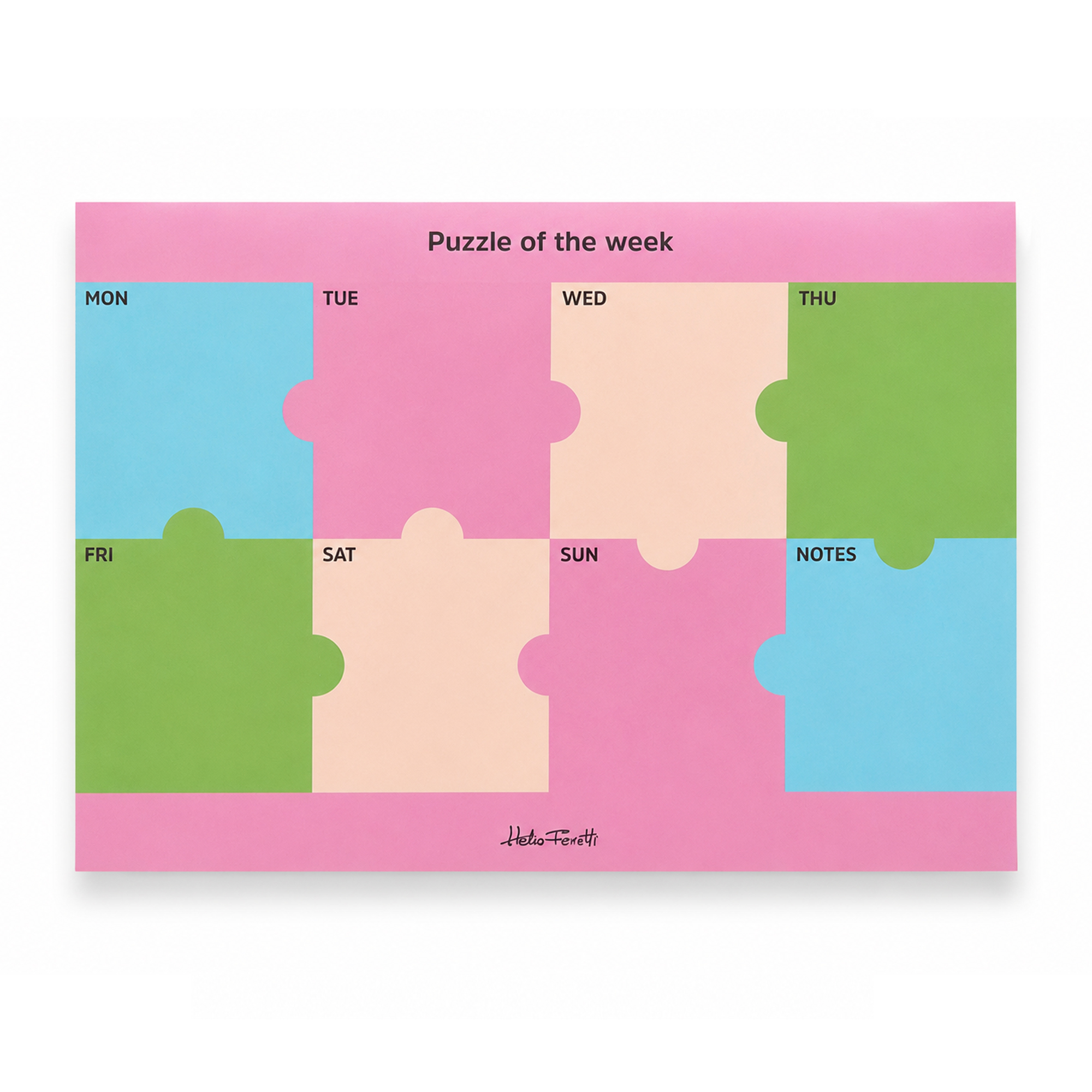 GREEN A4 PUZZLE WEEKLY PLANNER HF