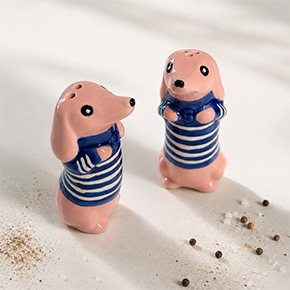 VENETIAN DACHSHUND SALT & PEPPER SHAKERS HF
