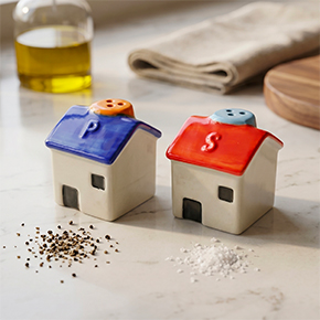 TINY TOWN SALT & PEPPER SHAKERS HF