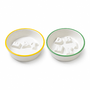 PACK OF 2 GREEN AND YELLOW PET BOWLS HF - Item1