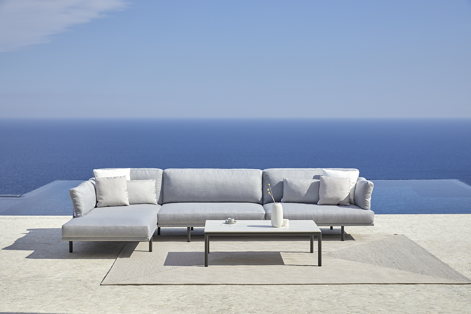 outdoor sofa upholstered in neutral tones from the Longisland collection
