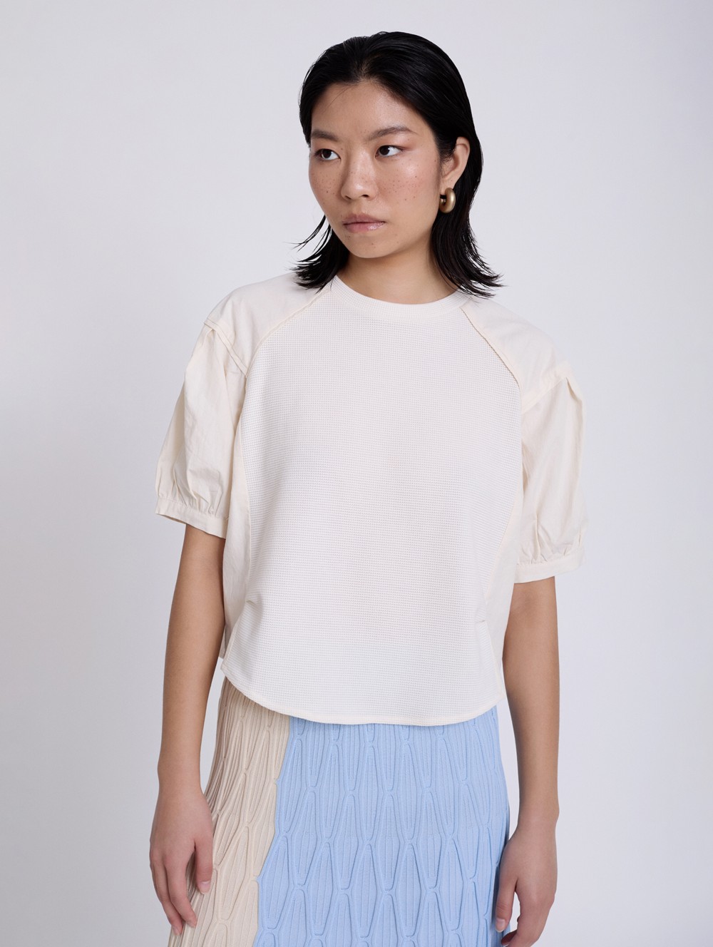 Camiseta bimateria popelín