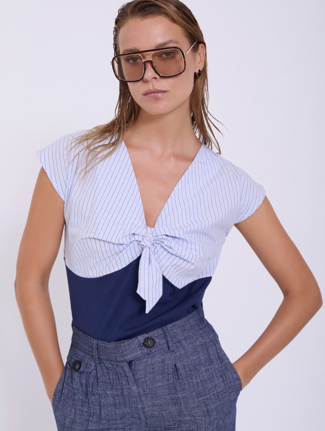 Camiseta bimateria popelín