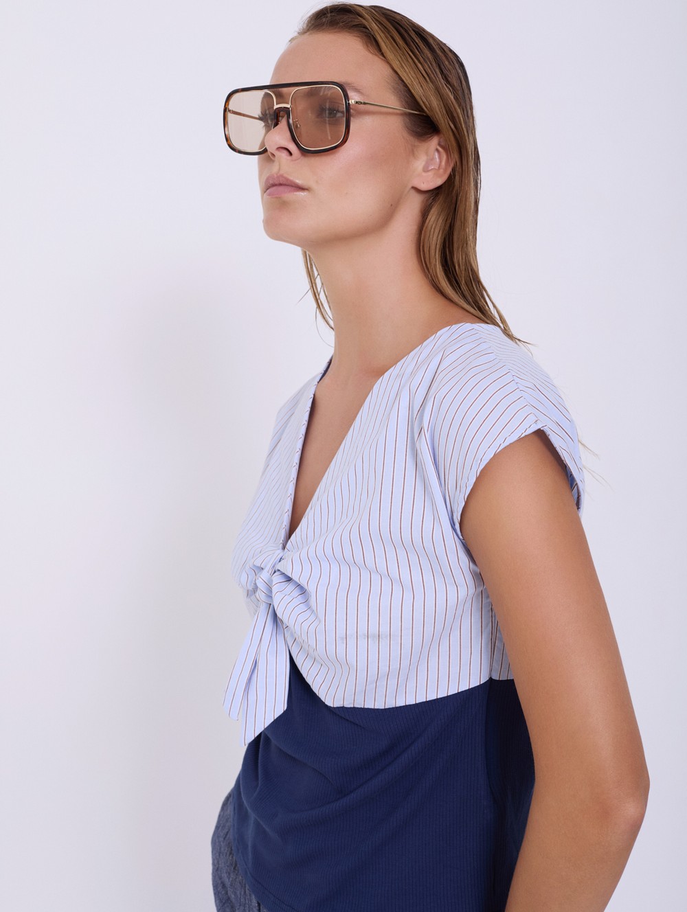 T-shirt bimatière en popeline 4