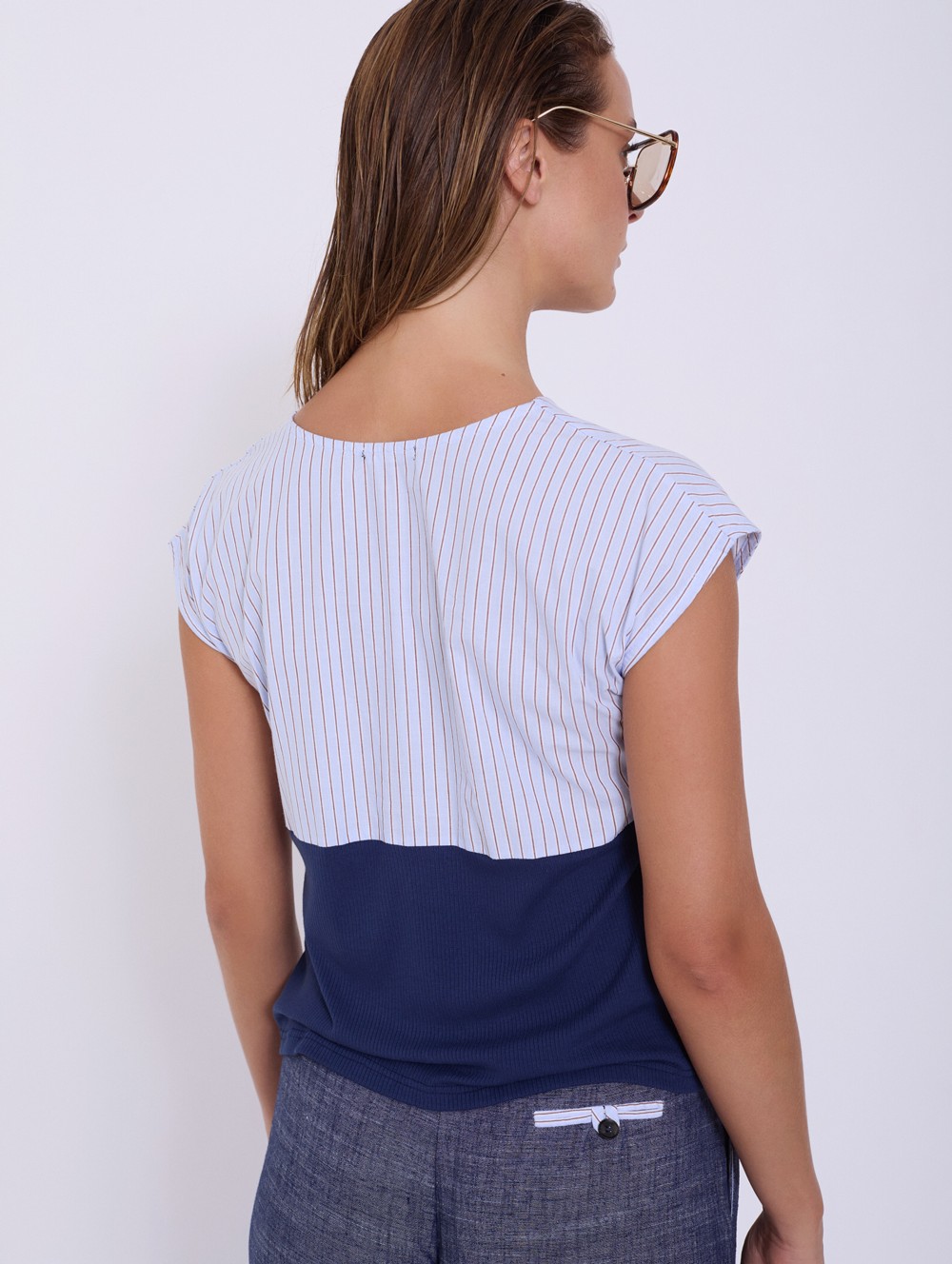 T-shirt bimatière en popeline 5