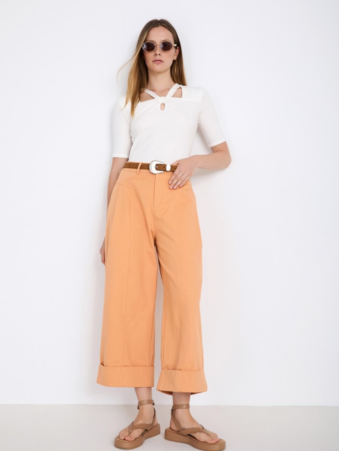 Straight-leg denim trousers