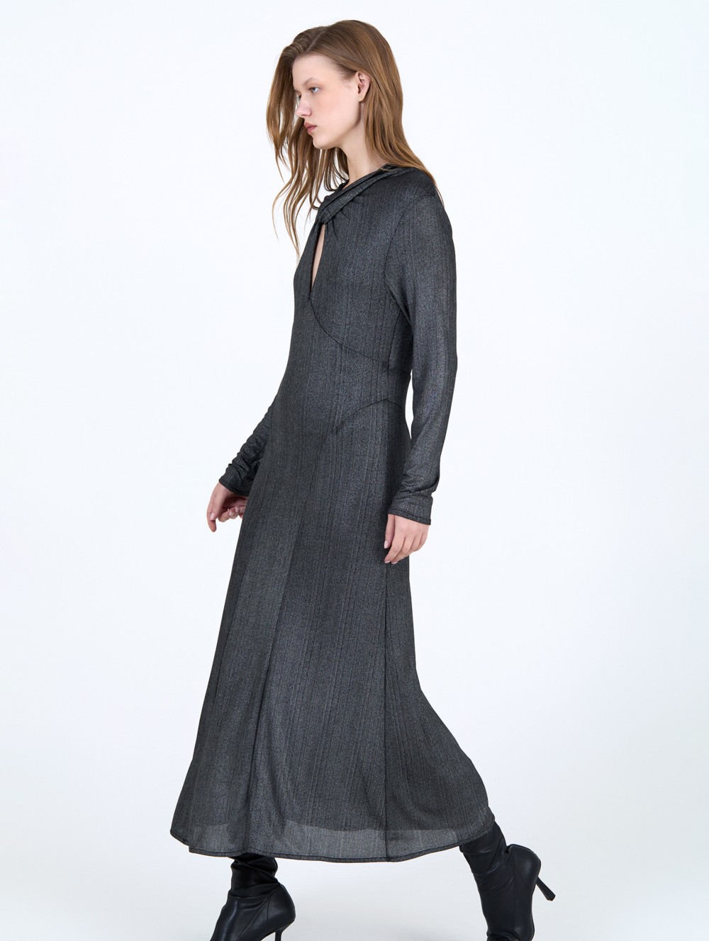 Vestido canalé plateado 3