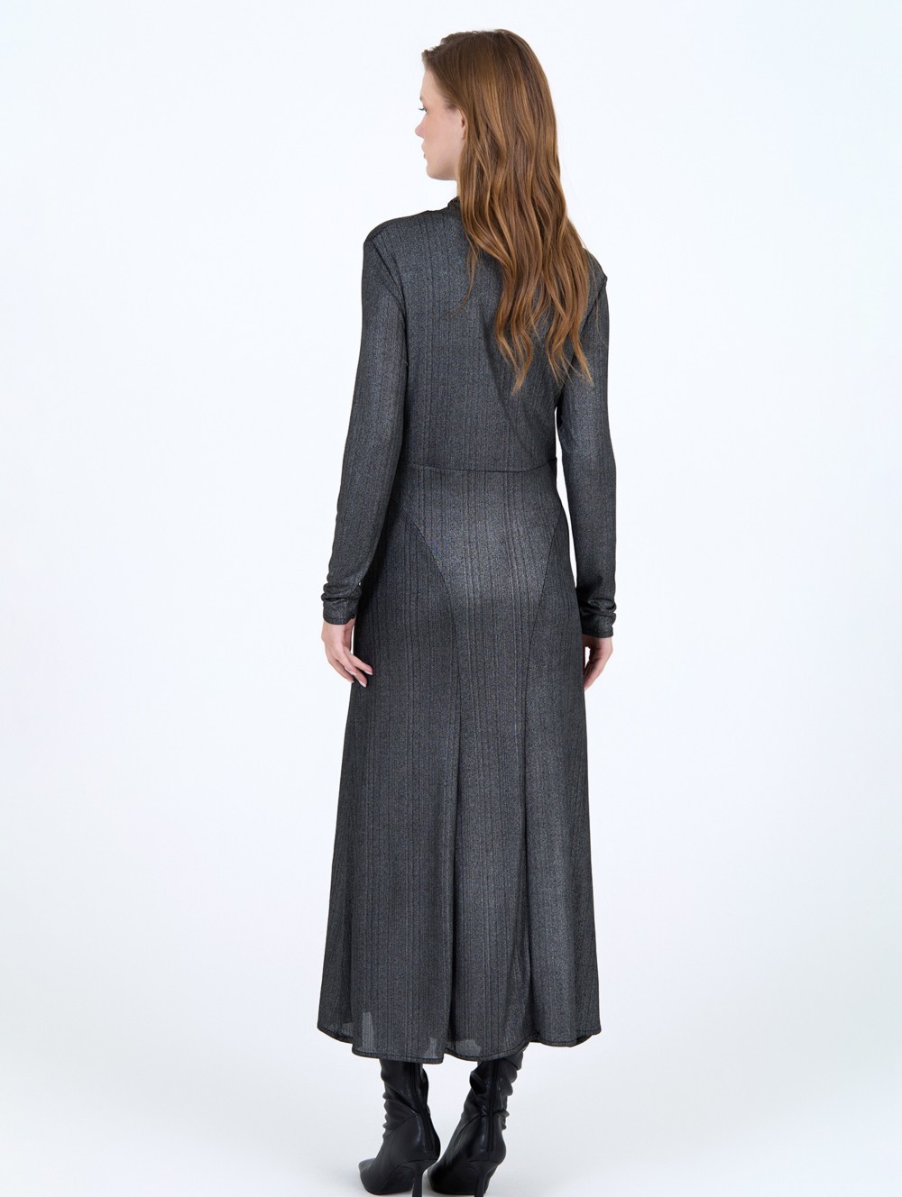 Vestido canalé plateado 4