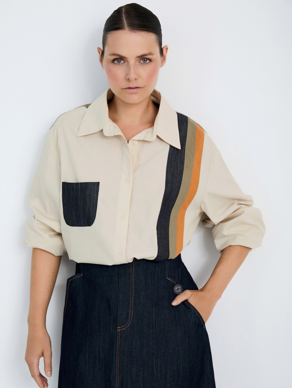 Contrast poplin shirt