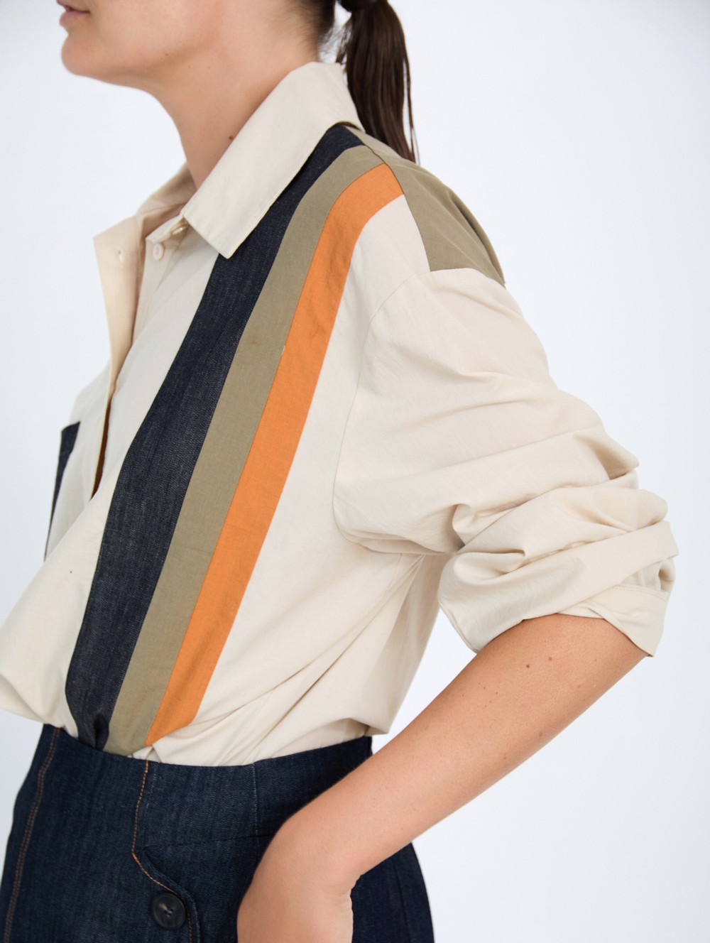 Contrast poplin shirt