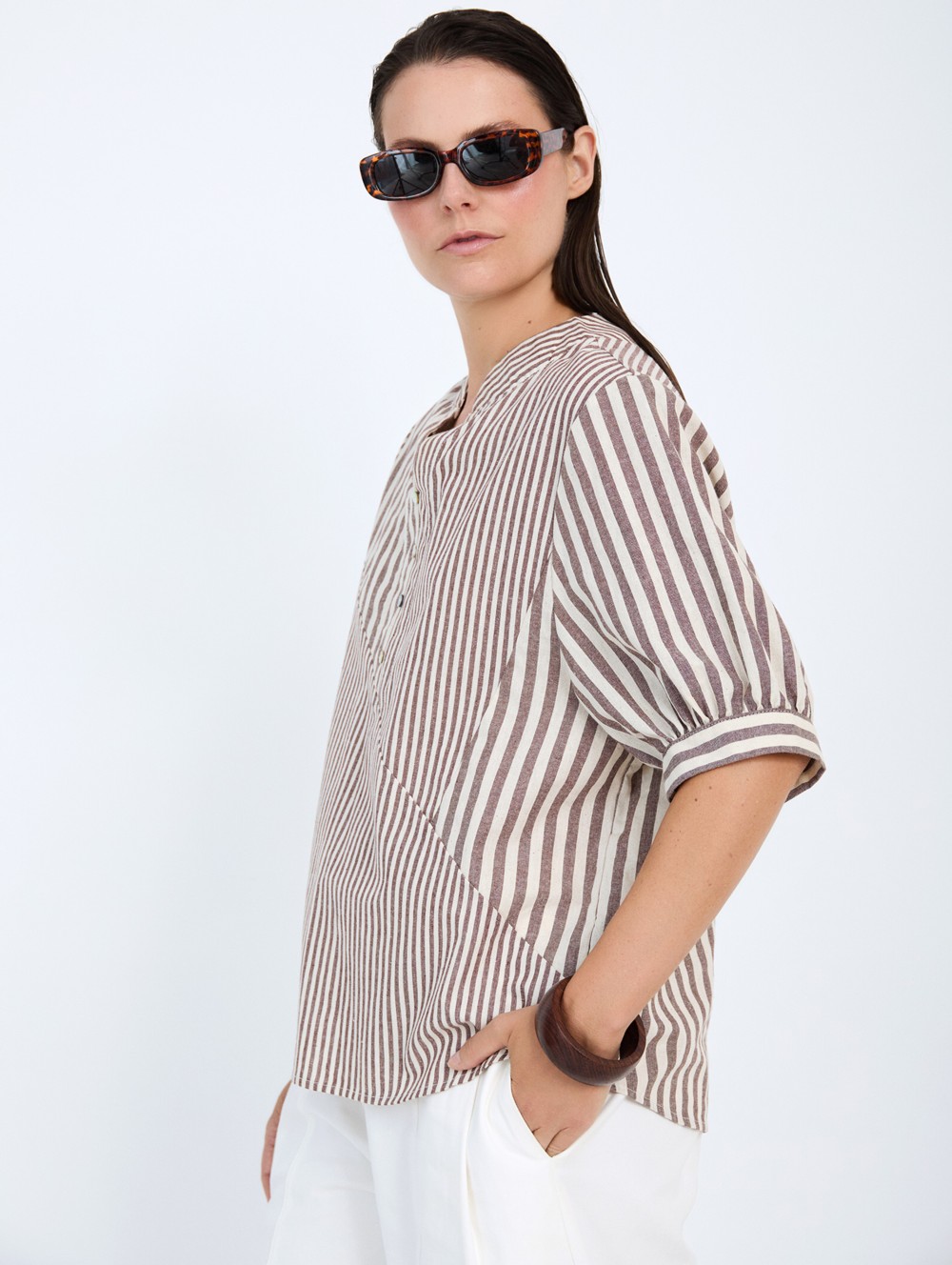 Combined stripes shirt