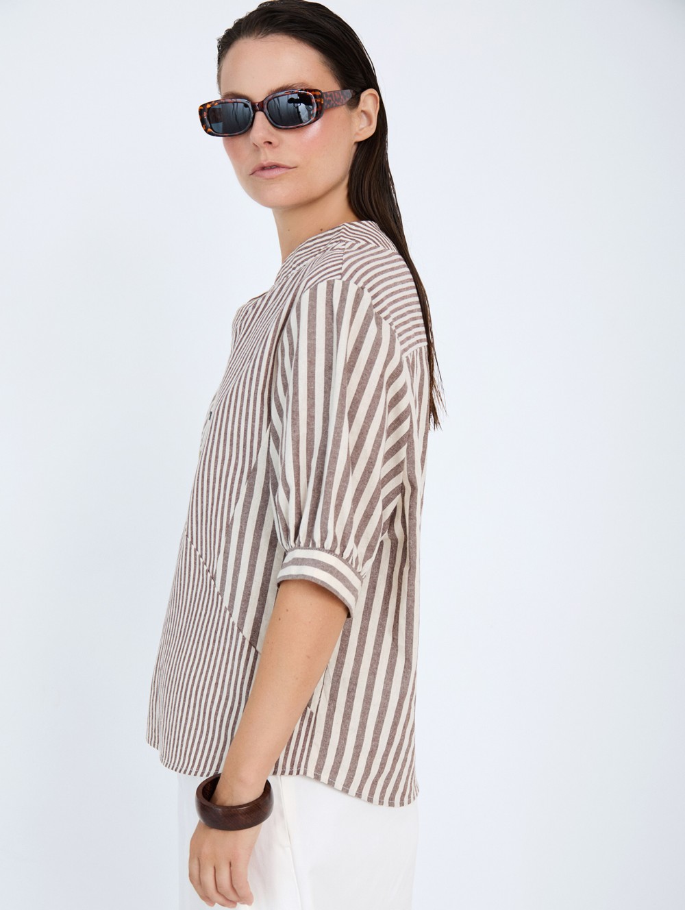 Combined stripes shirt