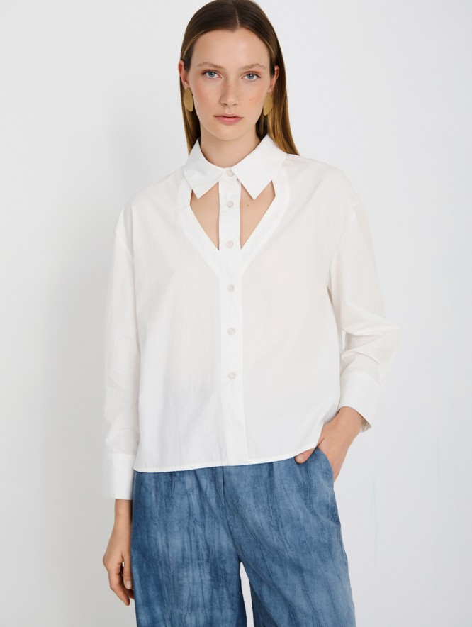 Shirt with cut-out neckline