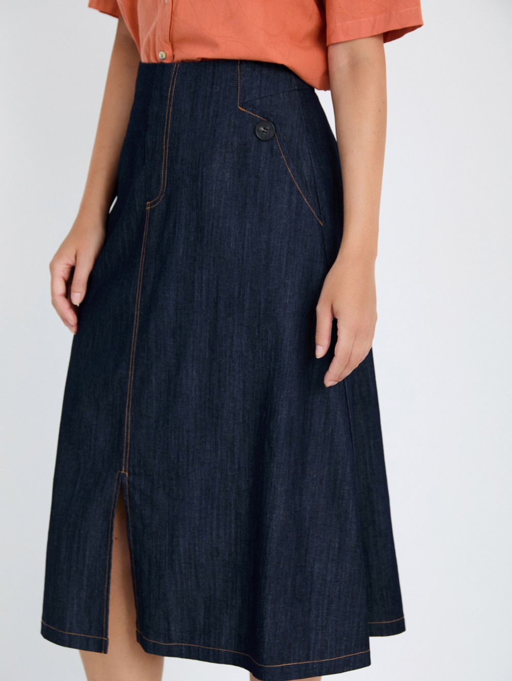 Midi denim skirt