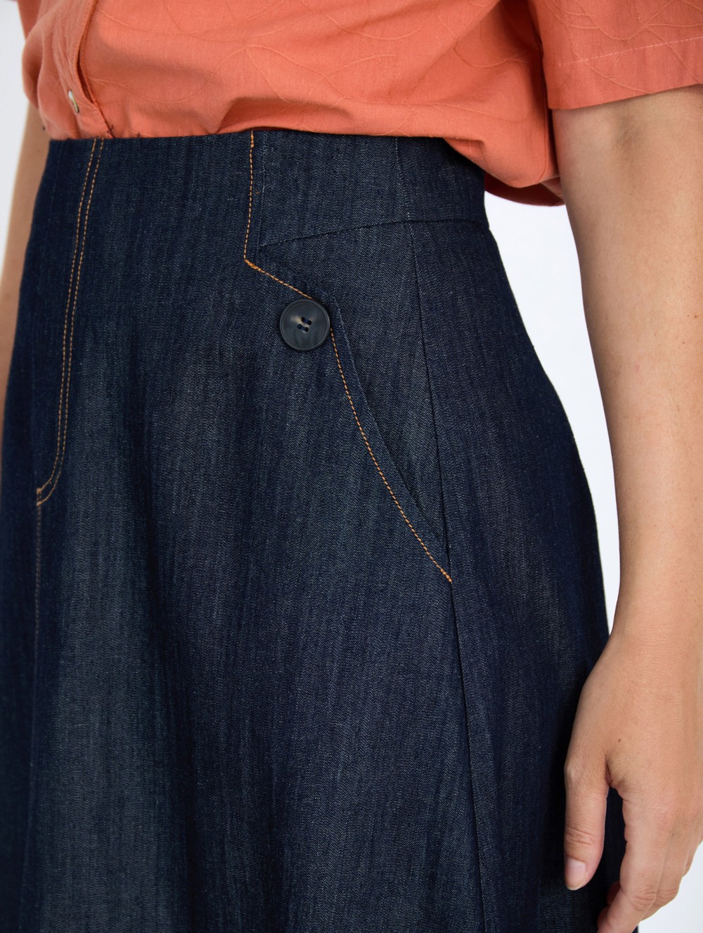 Midi denim skirt