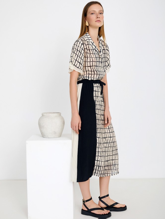 Patchwork plaid skirt