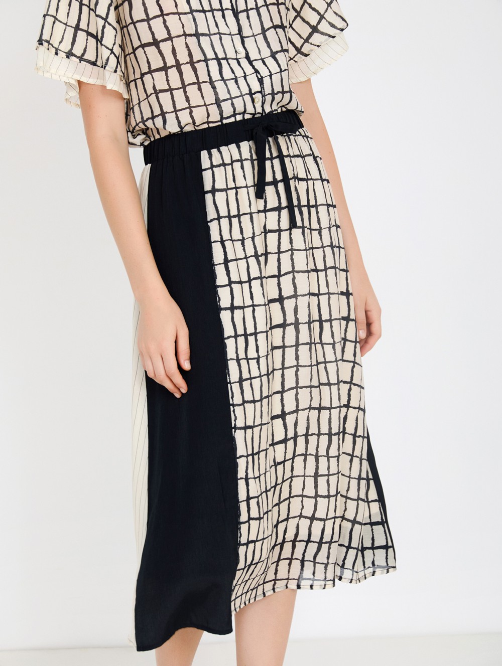 Patchwork plaid skirt