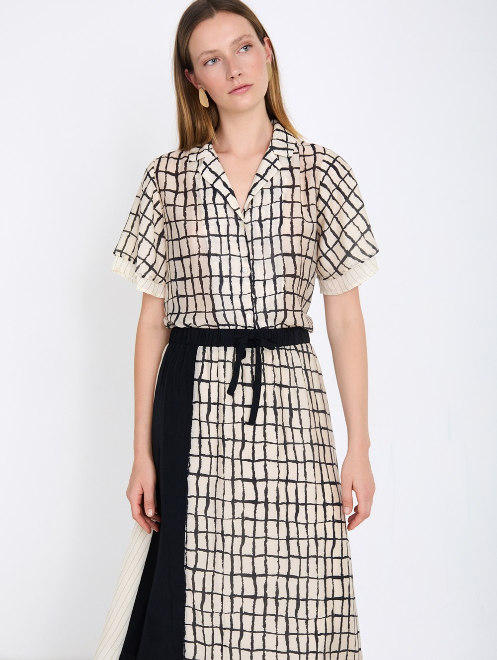 Patchwork plaid skirt