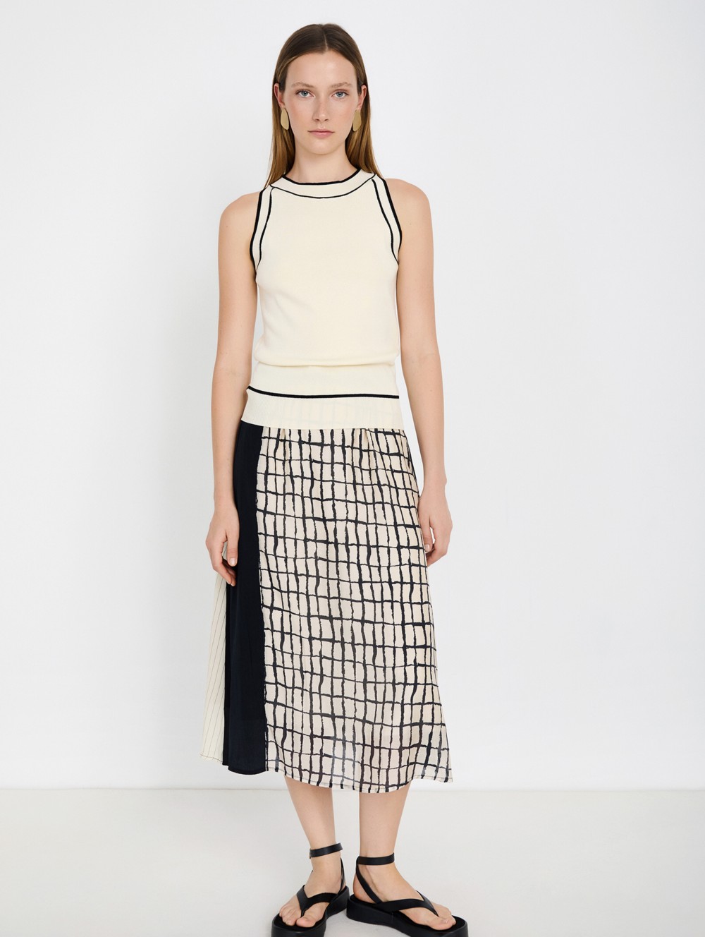 Patchwork plaid skirt