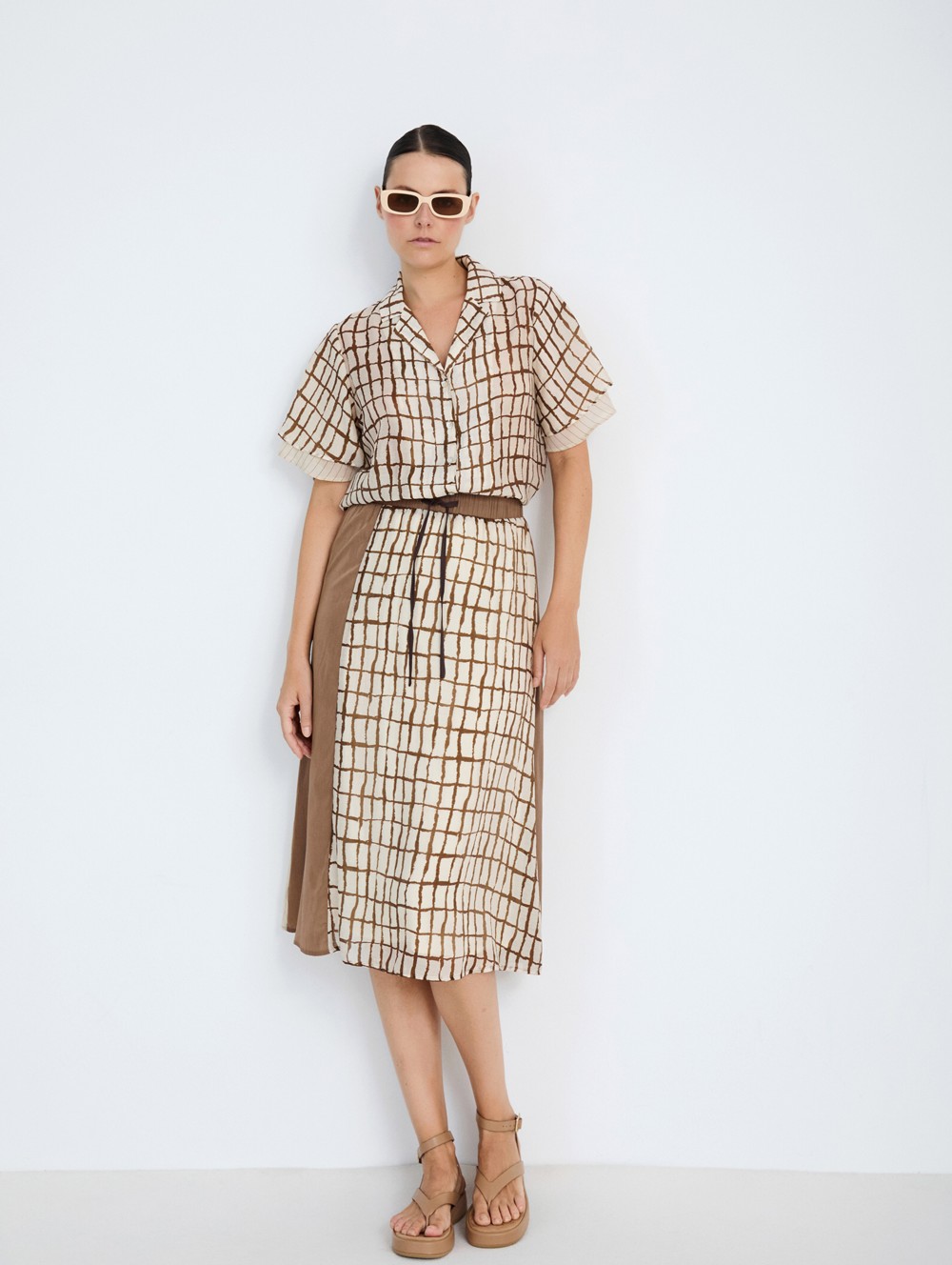 Patchwork plaid skirt