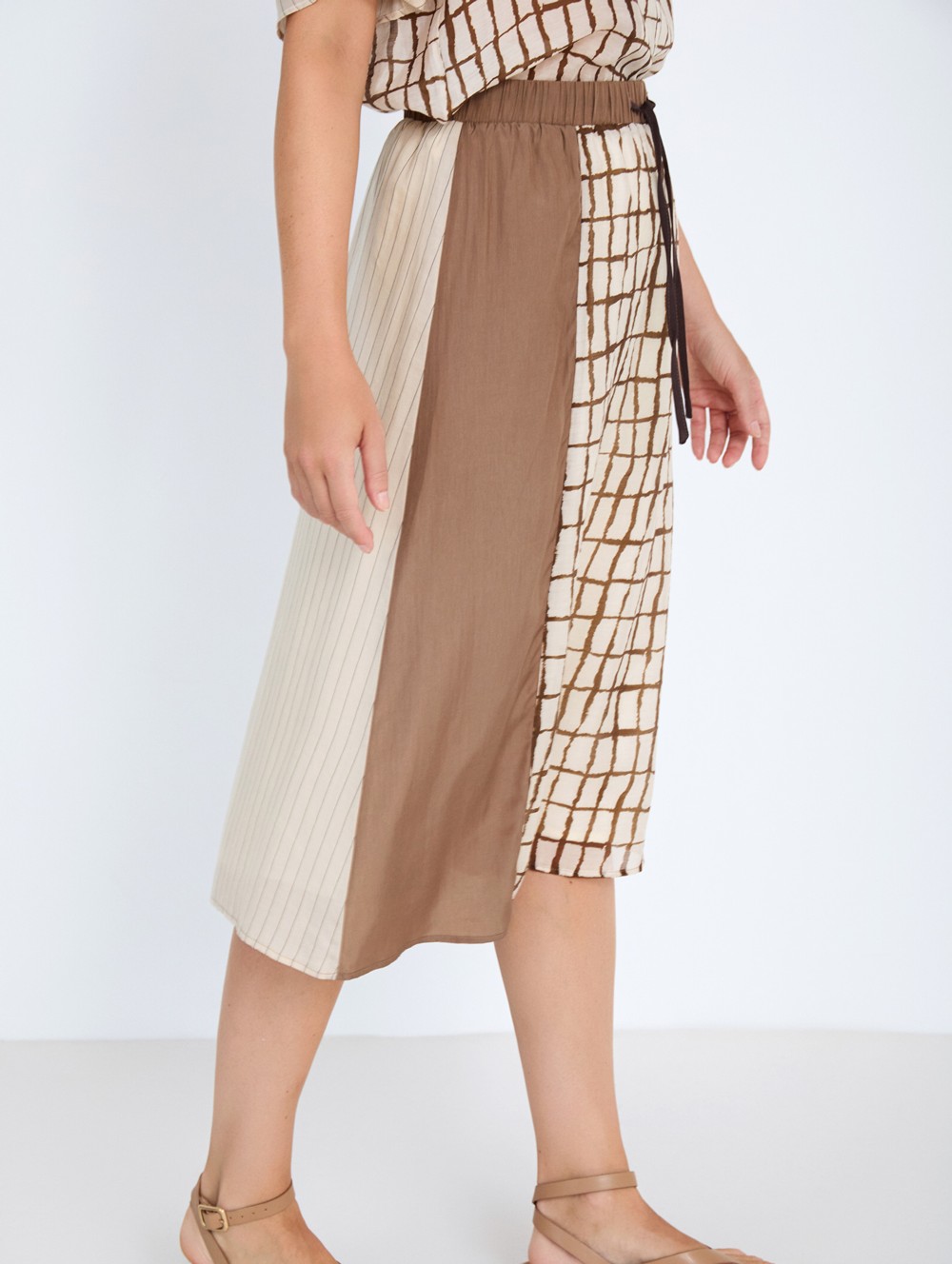 Patchwork plaid skirt