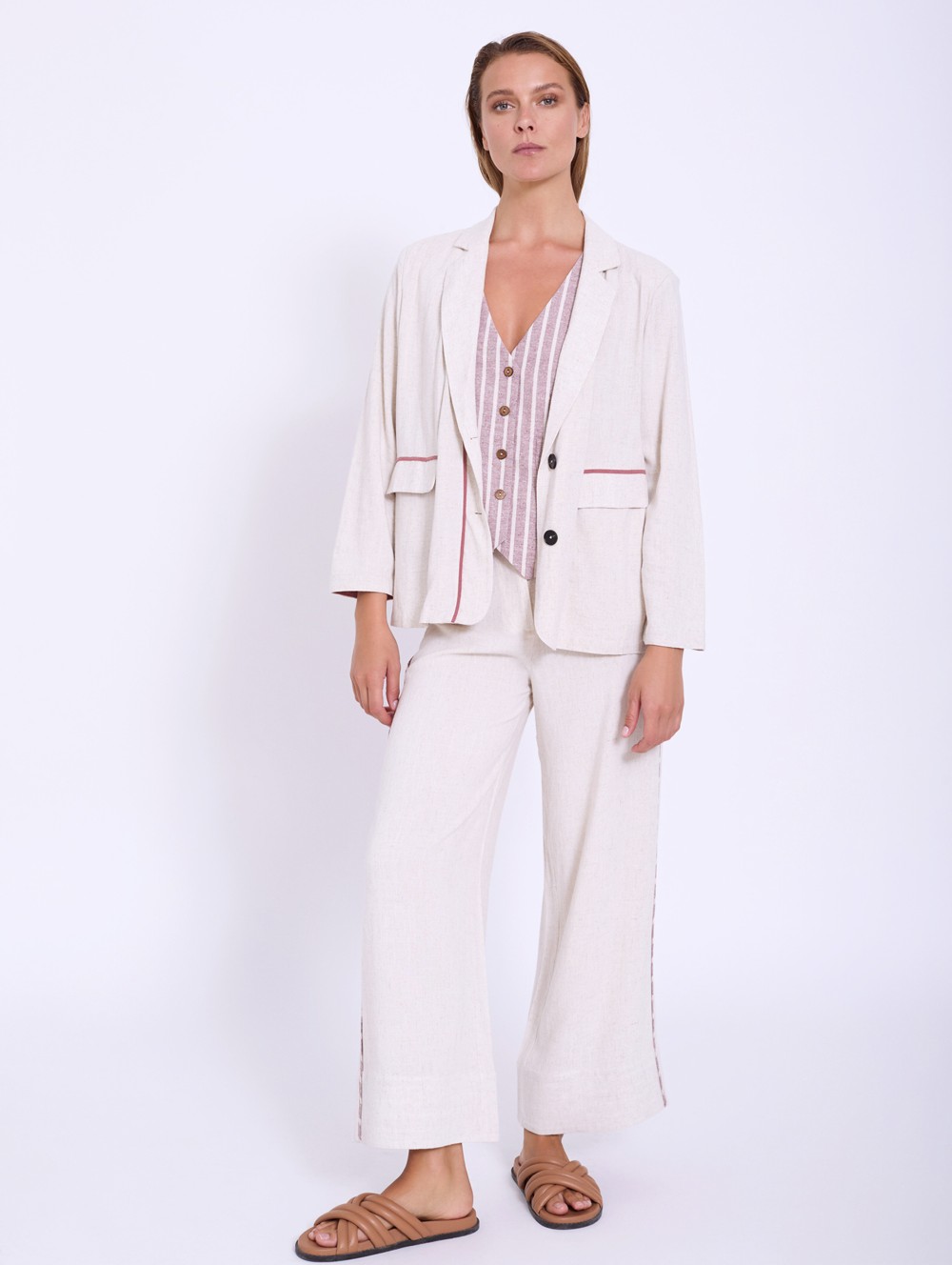 Blazer with piping detail 1