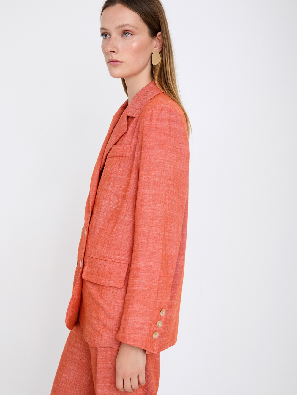 Marled linen blazer