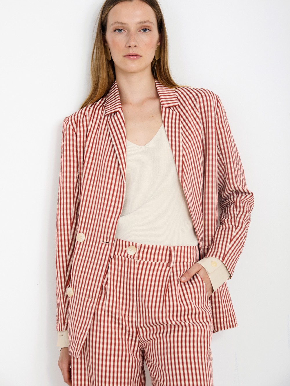 Gingham check blazer
