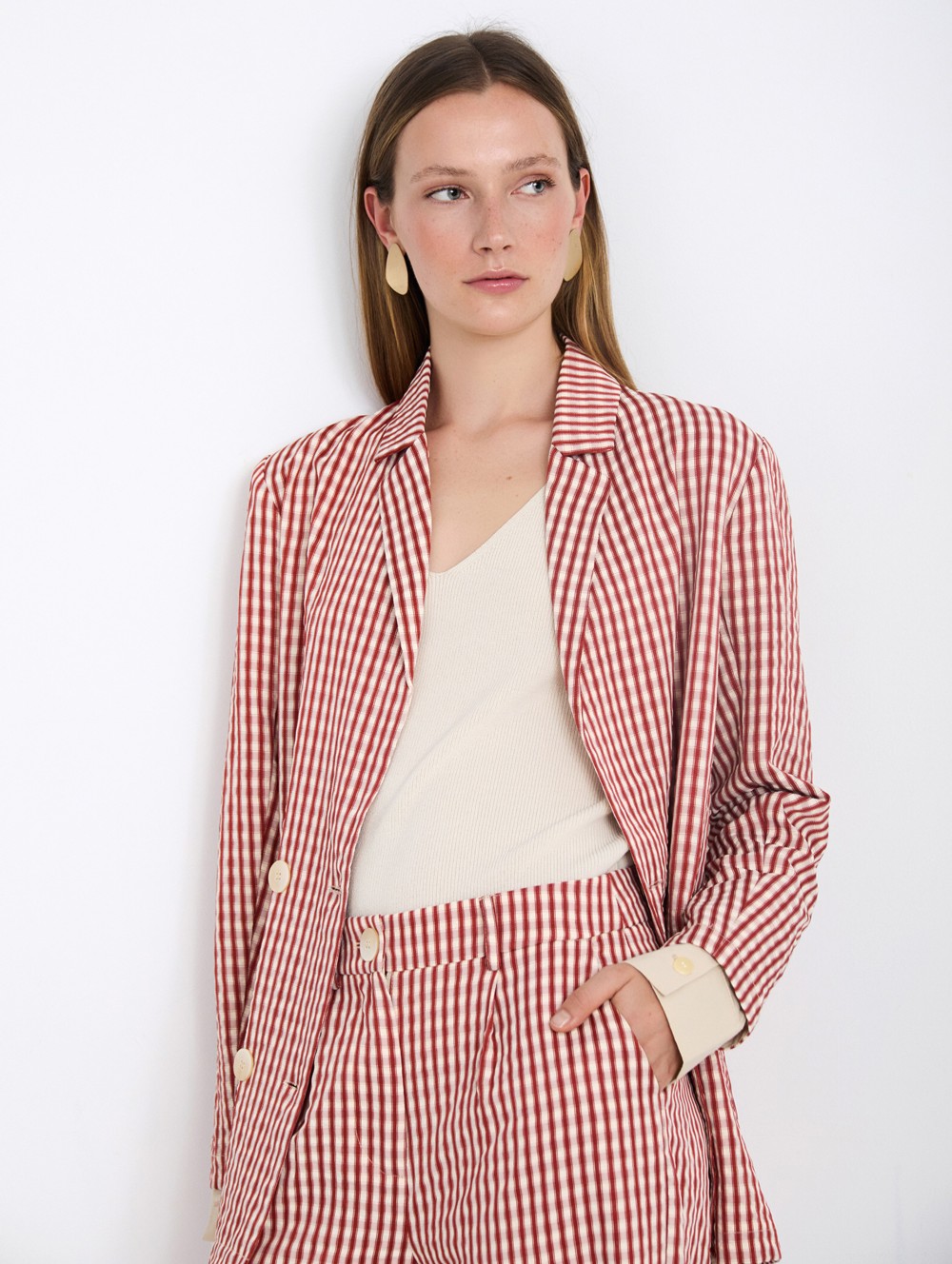 Gingham check blazer