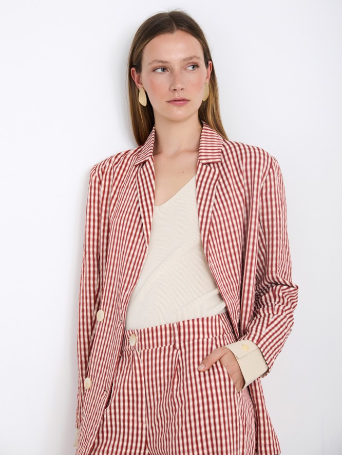 Gingham check blazer