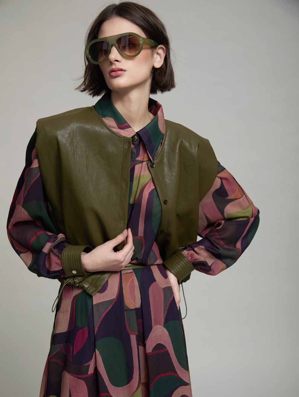 Faux-leather buttoned vest