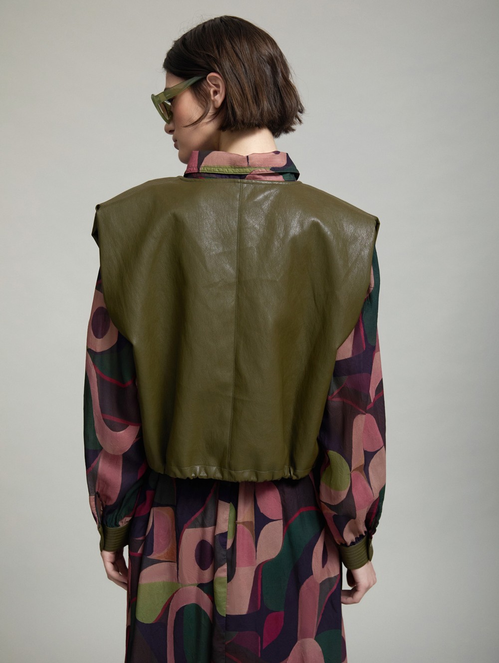 Faux-leather buttoned vest