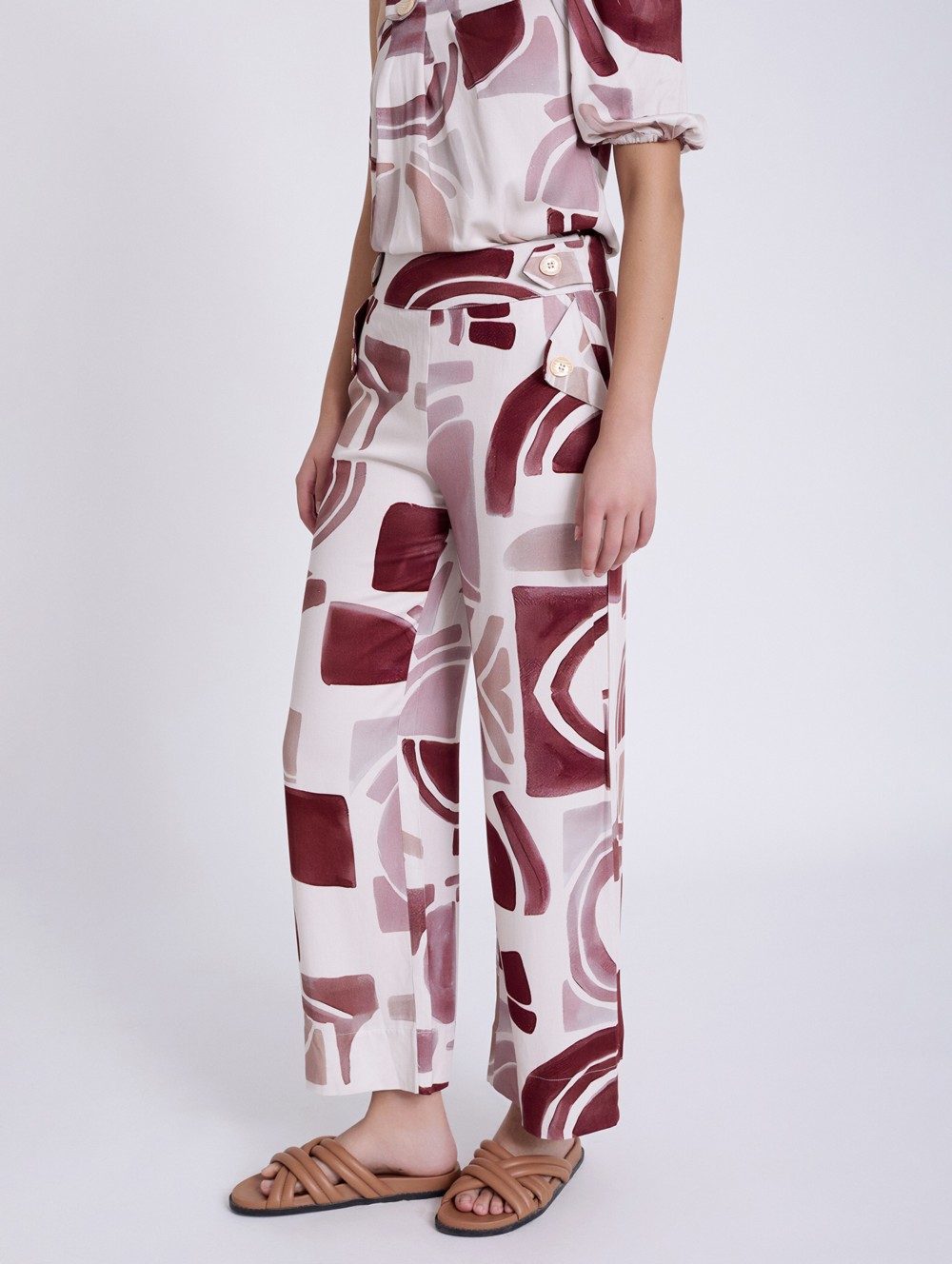 tencel geometric print trousers 2