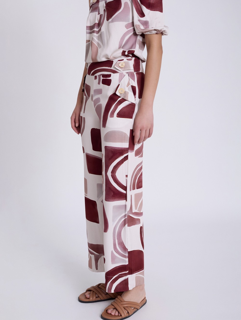 tencel geometric print trousers 1