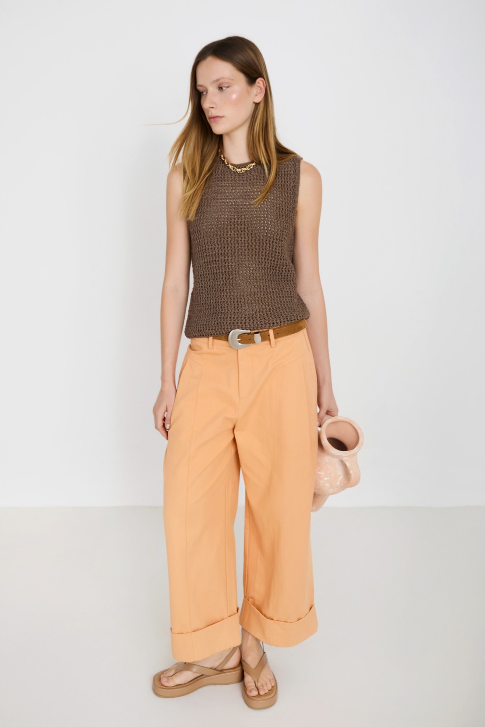 Straight-leg denim trousers