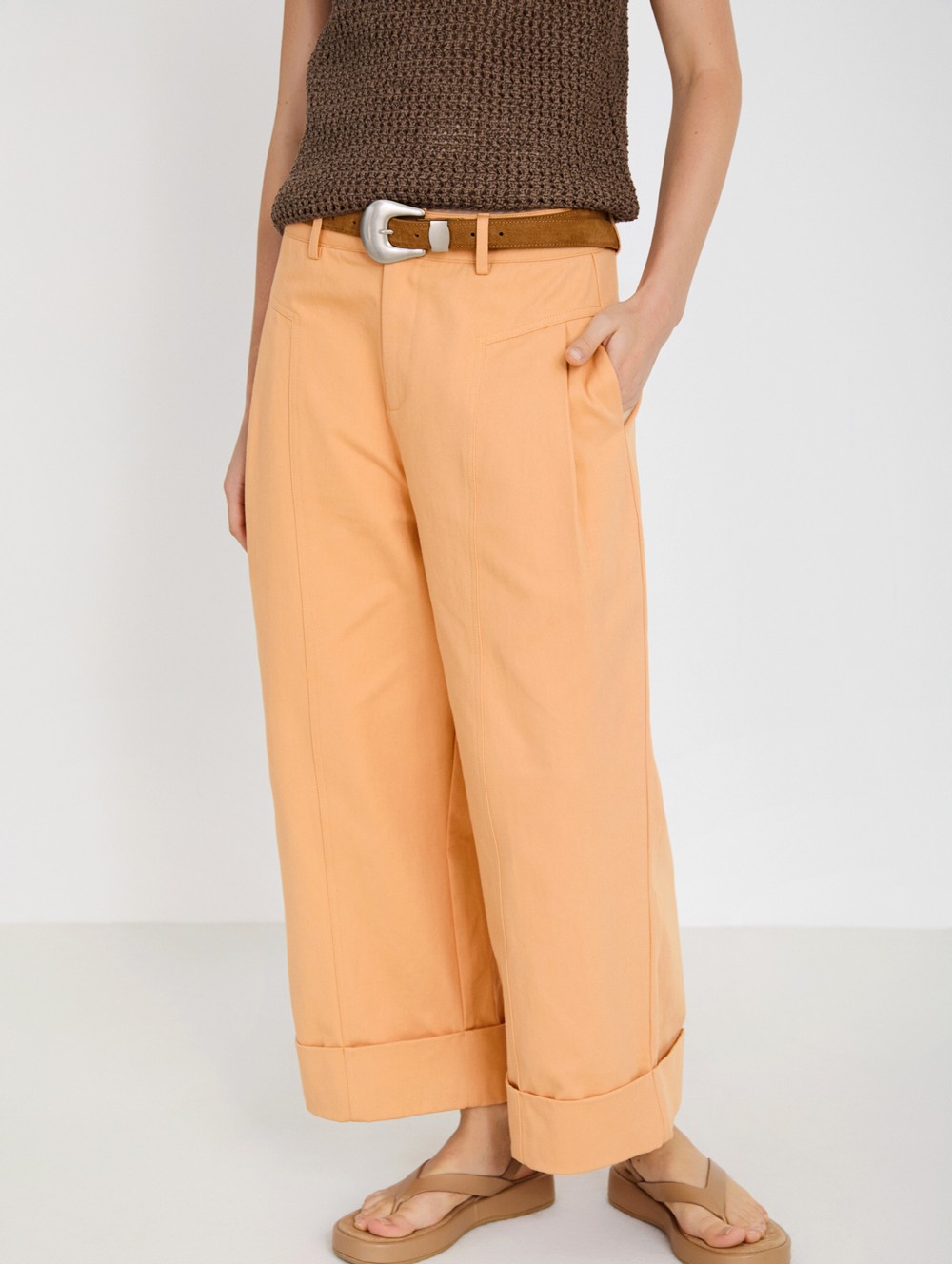 Straight-leg denim trousers