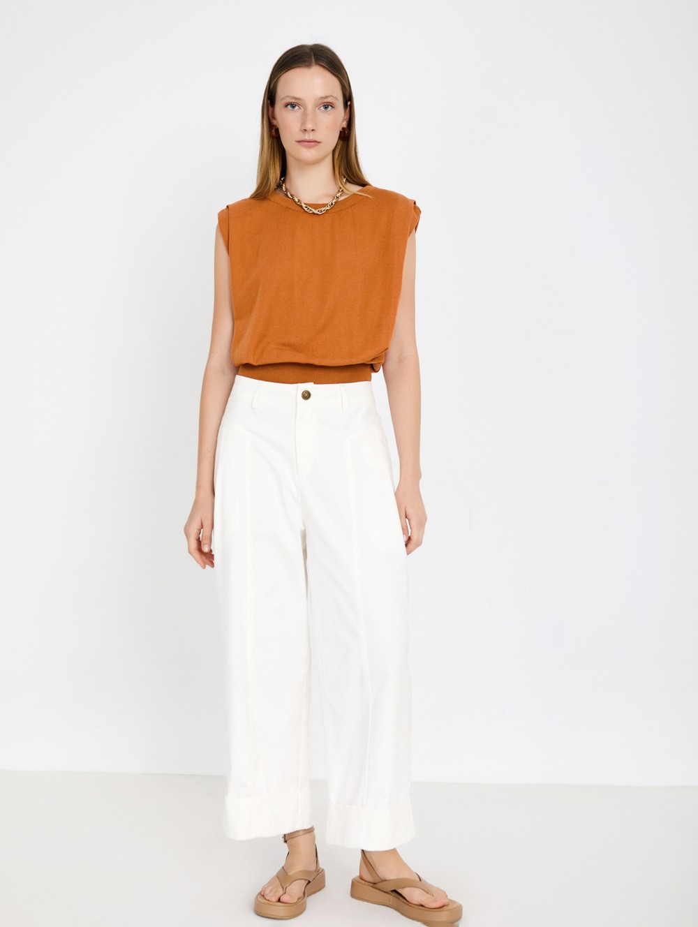 Straight-leg denim trousers