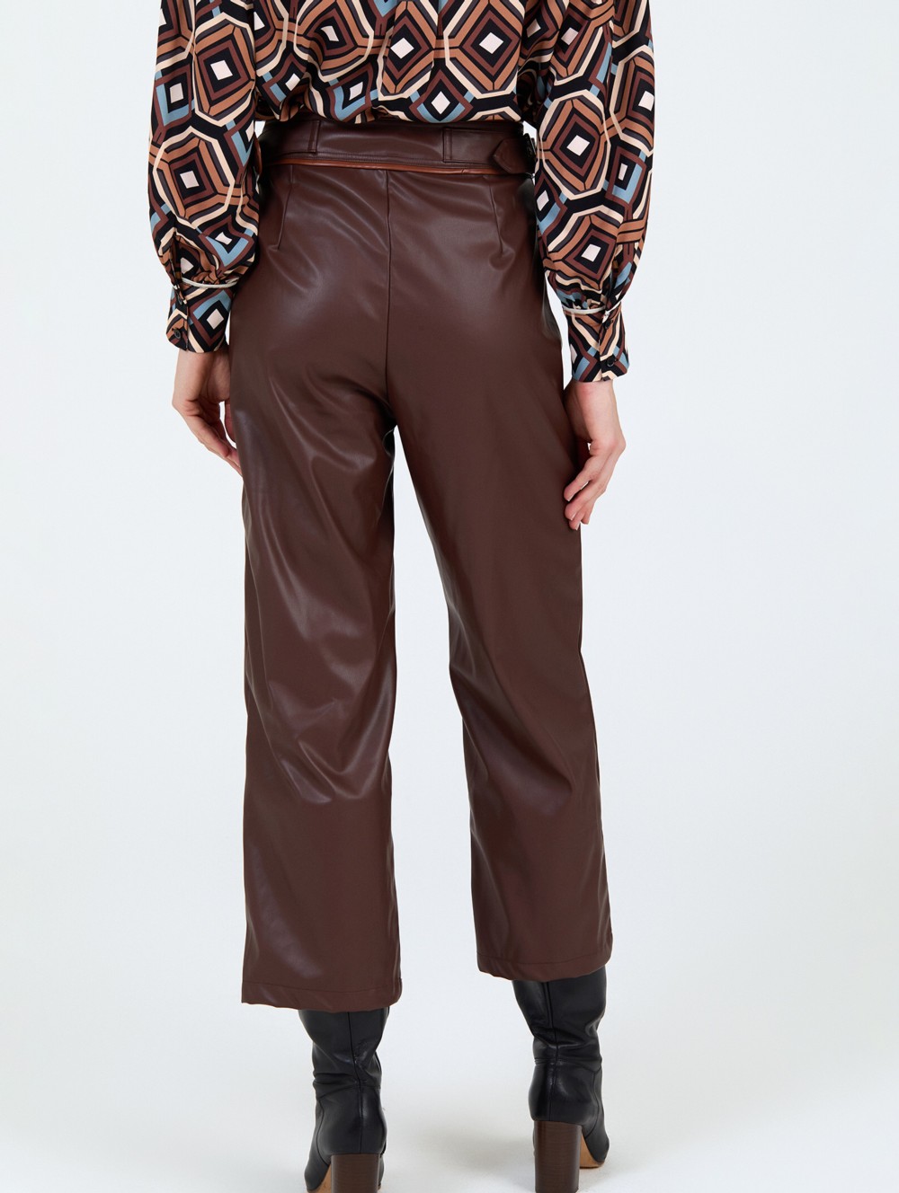 Leatherette trousers with buckles 2