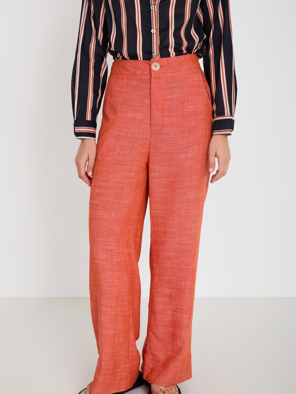 Marled straight-leg trousers