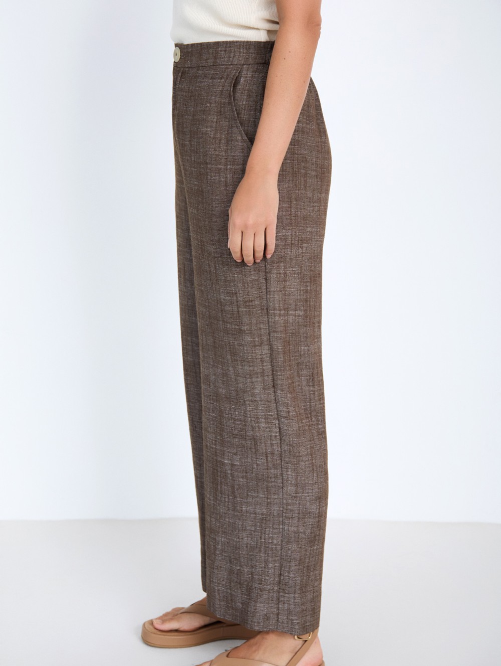Marled straight-leg trousers