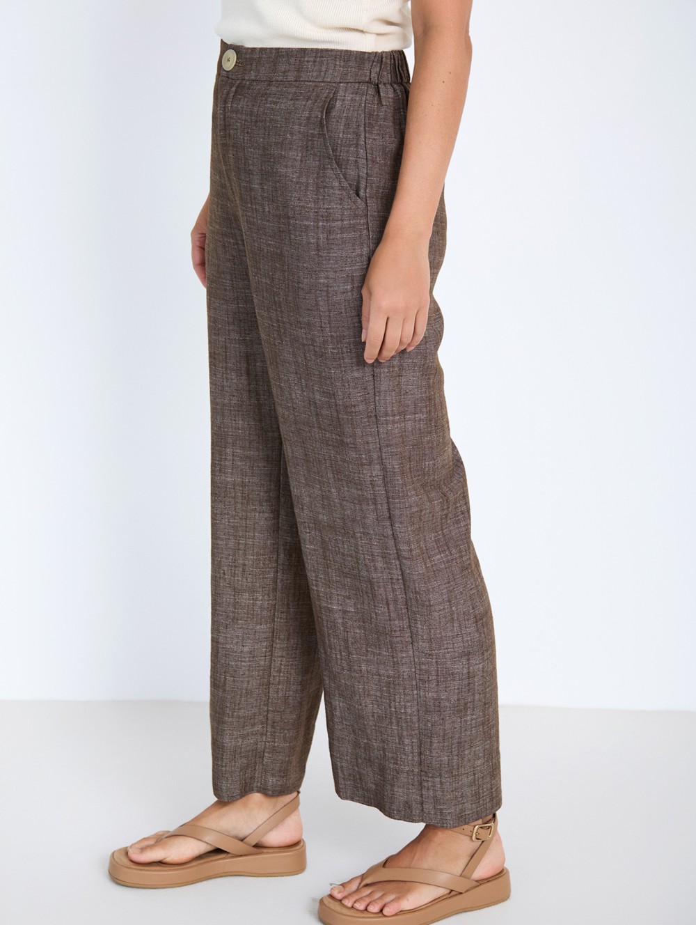 Marled straight-leg trousers