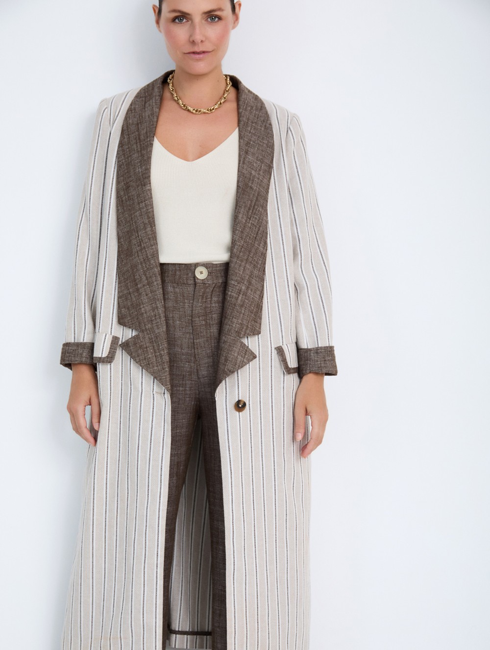 Marled straight-leg trousers