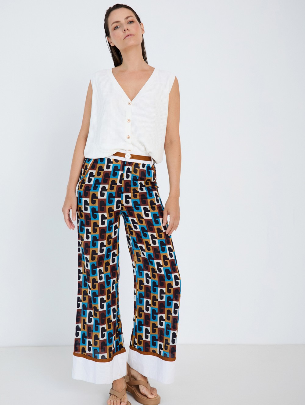 Retro print trousers