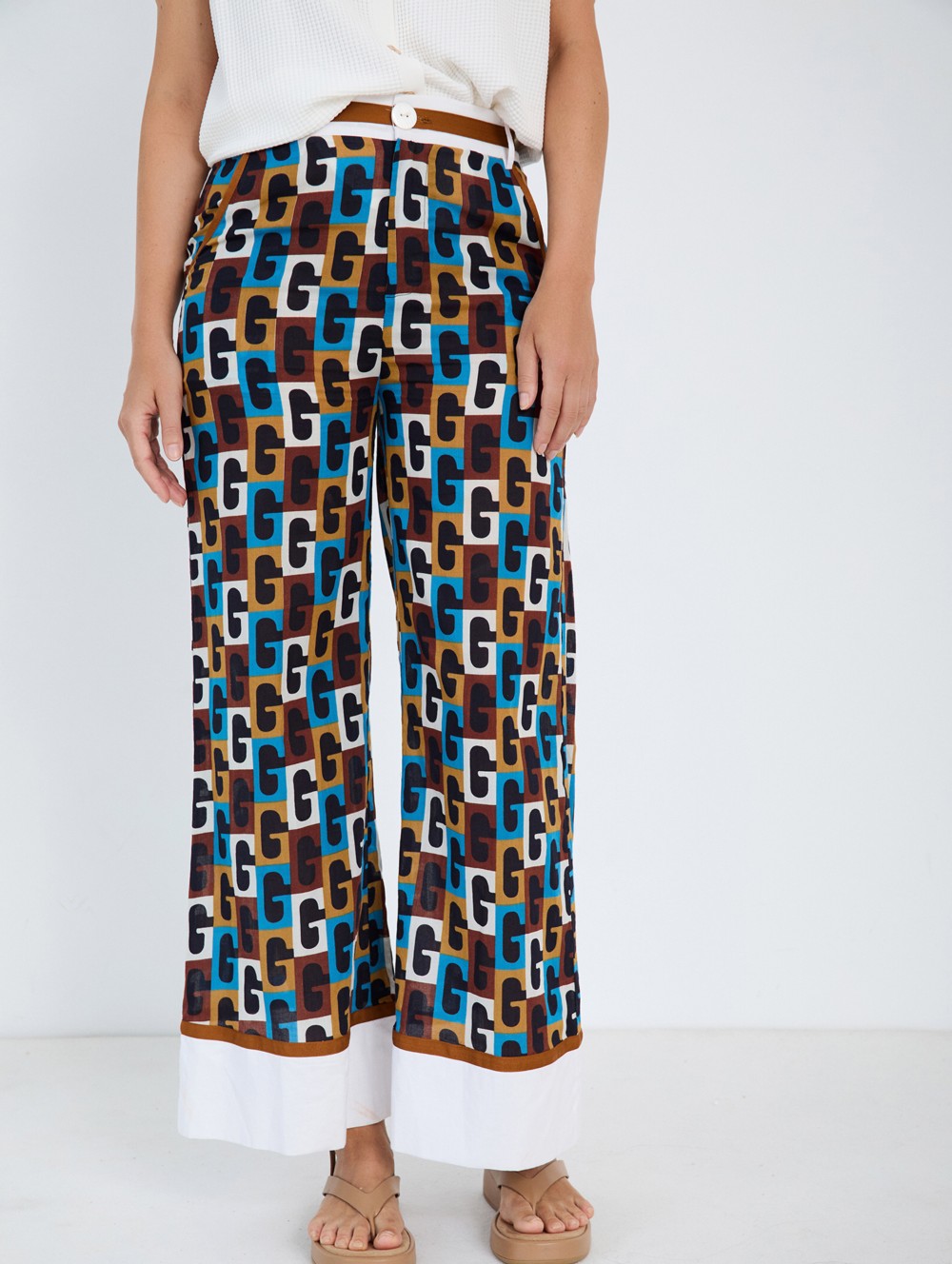Retro print trousers
