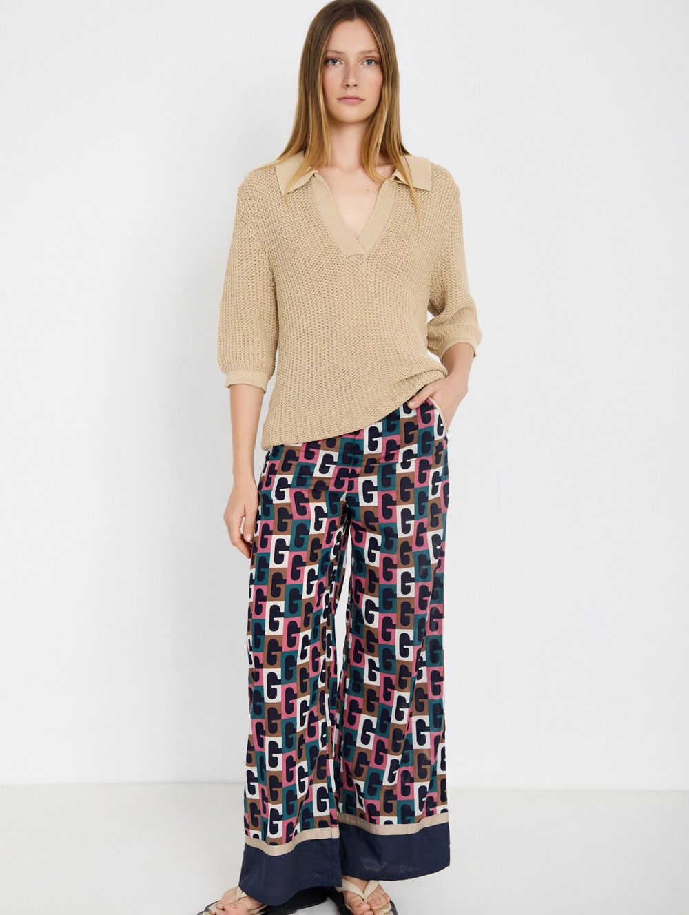 Retro print trousers