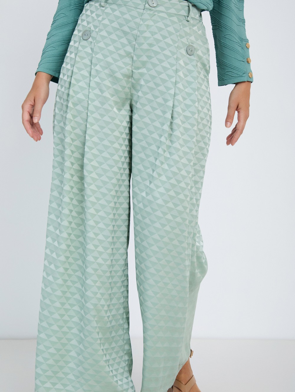Geometric jacquard trousers