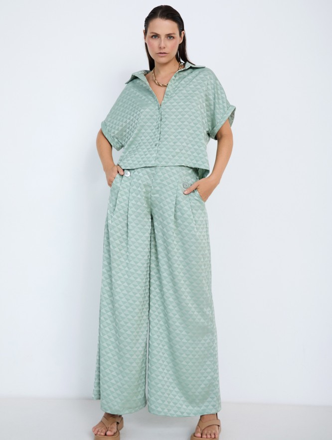 Geometric jacquard trousers